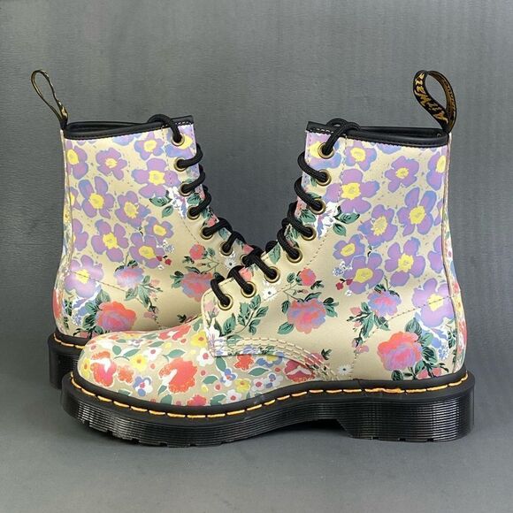 Dr. Martens 1460 Floral Mash Up Backhand Boots Parchment Beige New Size US 6 - Picture 5 of 10